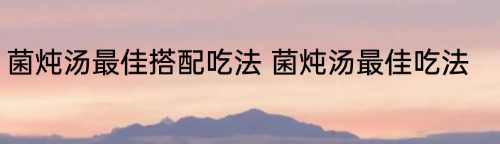 菌炖汤最佳搭配吃法 菌炖汤最佳吃法