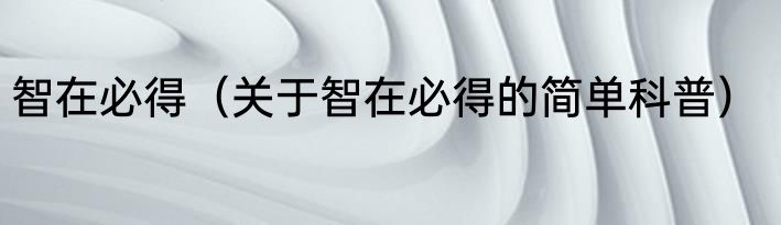智在必得（关于智在必得的简单科普）
