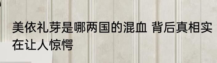 美依礼芽是哪两国的混血 背后真相实在让人惊愕