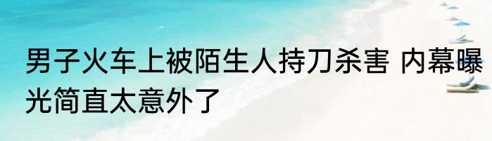 男子火车上被陌生人持刀杀害 内幕曝光简直太意外了