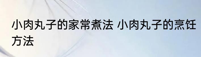 小肉丸子的家常煮法 小肉丸子的烹饪方法