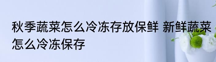 秋季蔬菜怎么冷冻存放保鲜 新鲜蔬菜怎么冷冻保存
