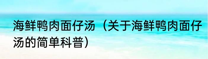 海鲜鸭肉面仔汤（关于海鲜鸭肉面仔汤的简单科普）
