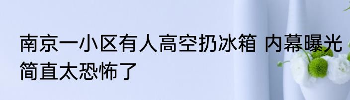 南京一小区有人高空扔冰箱 内幕曝光简直太恐怖了