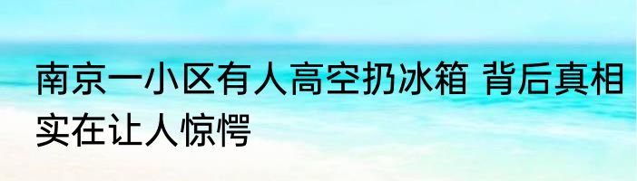 南京一小区有人高空扔冰箱 背后真相实在让人惊愕
