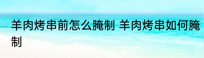 羊肉烤串前怎么腌制 羊肉烤串如何腌制