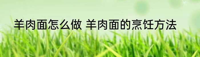 羊肉面怎么做 羊肉面的烹饪方法