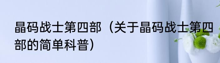 晶码战士第四部（关于晶码战士第四部的简单科普）