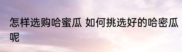 怎样选购哈蜜瓜 如何挑选好的哈密瓜呢