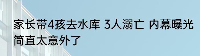 家长带4孩去水库 3人溺亡 内幕曝光简直太意外了