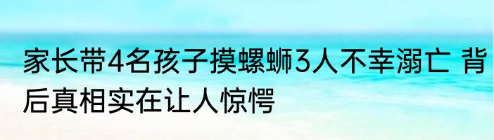 家长带4名孩子摸螺蛳3人不幸溺亡 背后真相实在让人惊愕