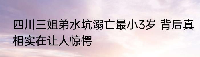 四川三姐弟水坑溺亡最小3岁 背后真相实在让人惊愕