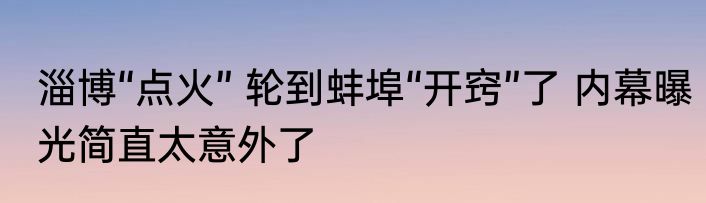 淄博“点火” 轮到蚌埠“开窍”了 内幕曝光简直太意外了