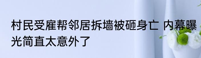 村民受雇帮邻居拆墙被砸身亡 内幕曝光简直太意外了