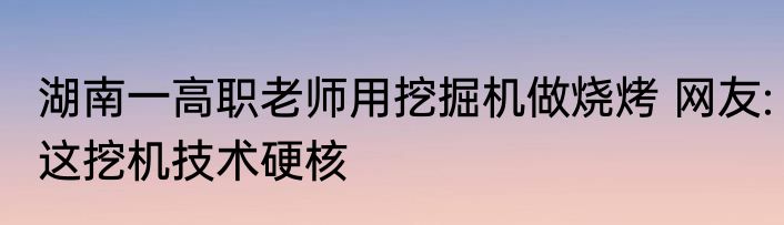 湖南一高职老师用挖掘机做烧烤 网友:这挖机技术硬核