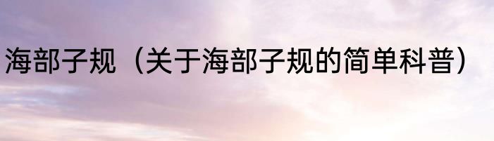 海部子规（关于海部子规的简单科普）