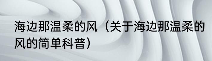 海边那温柔的风（关于海边那温柔的风的简单科普）