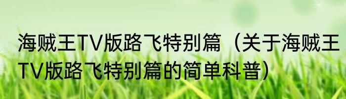 海贼王TV版路飞特别篇（关于海贼王TV版路飞特别篇的简单科普）