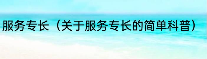 服务专长（关于服务专长的简单科普）