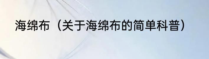 海绵布（关于海绵布的简单科普）