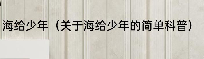 海给少年（关于海给少年的简单科普）