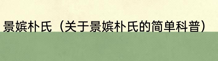 景嫔朴氏（关于景嫔朴氏的简单科普）