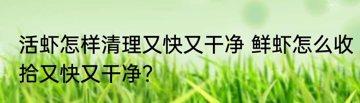 活虾怎样清理又快又干净 鲜虾怎么收拾又快又干净?