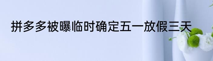 拼多多被曝临时确定五一放假三天
