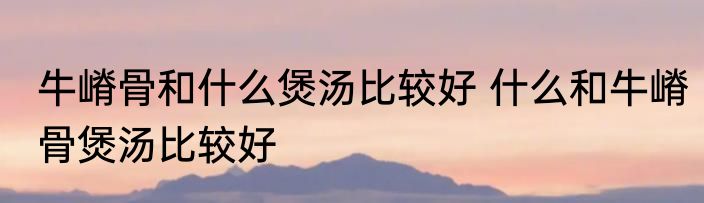 牛嵴骨和什么煲汤比较好 什么和牛嵴骨煲汤比较好