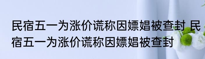 民宿五一为涨价谎称因嫖娼被查封 民宿五一为涨价谎称因嫖娼被查封