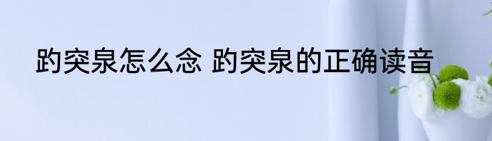 趵突泉怎么念 趵突泉的正确读音