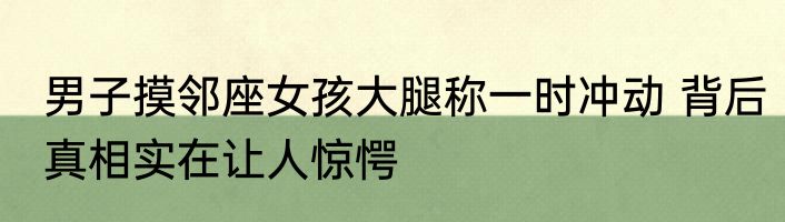 男子摸邻座女孩大腿称一时冲动 背后真相实在让人惊愕