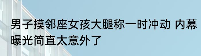 男子摸邻座女孩大腿称一时冲动 内幕曝光简直太意外了