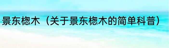 景东楤木（关于景东楤木的简单科普）