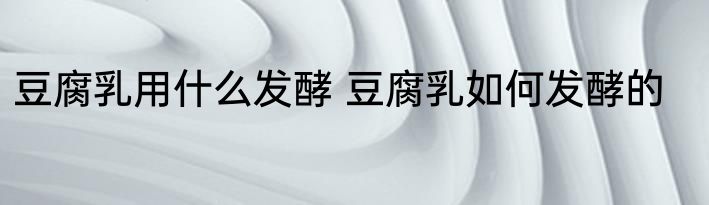 豆腐乳用什么发酵 豆腐乳如何发酵的