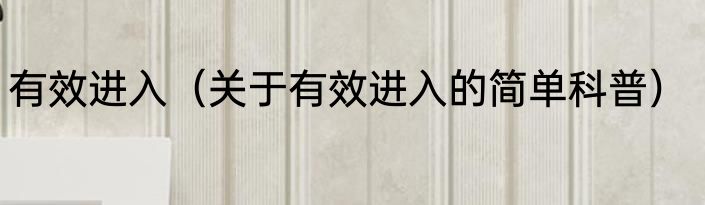 有效进入（关于有效进入的简单科普）