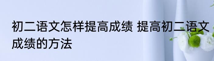 初二语文怎样提高成绩 提高初二语文成绩的方法