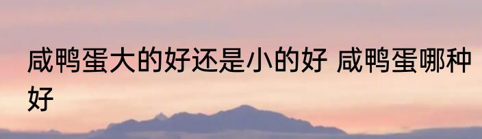 咸鸭蛋大的好还是小的好 咸鸭蛋哪种好