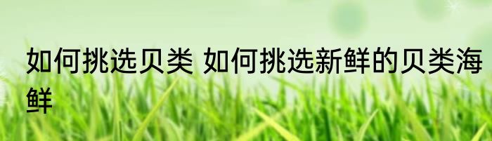如何挑选贝类 如何挑选新鲜的贝类海鲜
