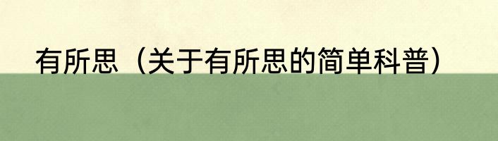 有所思（关于有所思的简单科普）