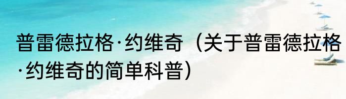 普雷德拉格·约维奇（关于普雷德拉格·约维奇的简单科普）