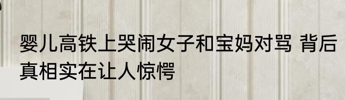 婴儿高铁上哭闹女子和宝妈对骂 背后真相实在让人惊愕