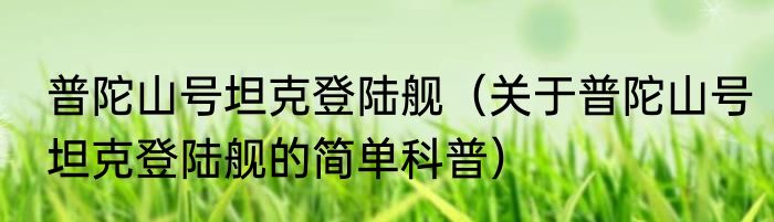 普陀山号坦克登陆舰（关于普陀山号坦克登陆舰的简单科普）