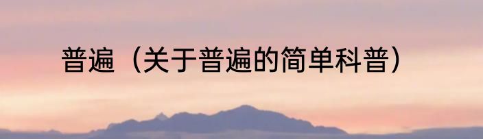 普遍（关于普遍的简单科普）
