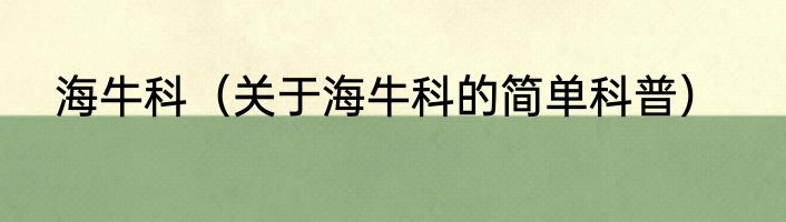 海牛科（关于海牛科的简单科普）
