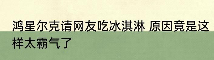 鸿星尔克请网友吃冰淇淋 原因竟是这样太霸气了
