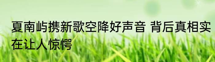 夏南屿携新歌空降好声音 背后真相实在让人惊愕
