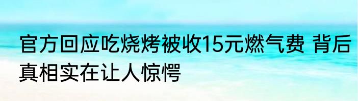 官方回应吃烧烤被收15元燃气费 背后真相实在让人惊愕