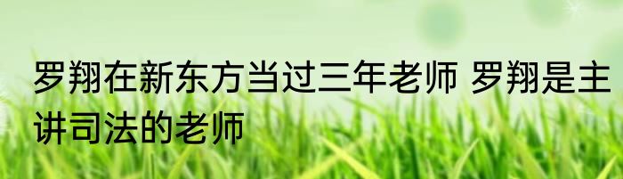 罗翔在新东方当过三年老师 罗翔是主讲司法的老师
