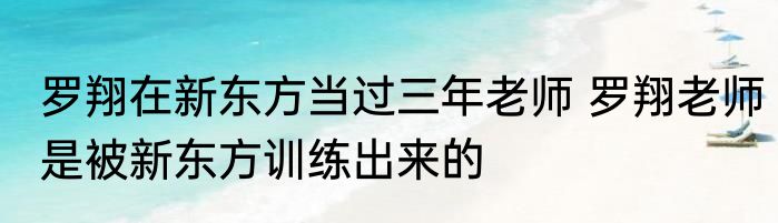 罗翔在新东方当过三年老师 罗翔老师是被新东方训练出来的